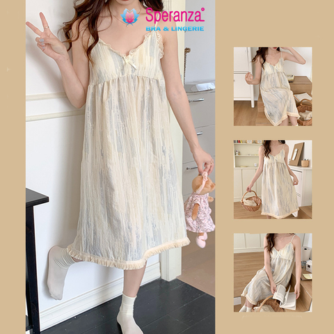 Váy Mặc Nhà Dáng Rộng Nữ – Chất Cotton Mềm, Có Lót Ngực, Dáng Suông Dễ Thương Mặc Nhà - SPD007SH