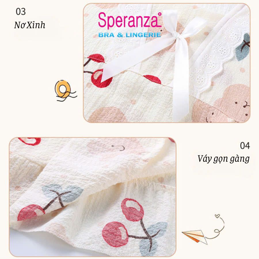 Váy ngủ nữ ngắn tay vải bong mặc nhà rộng phong cách công chúa SPD006SH