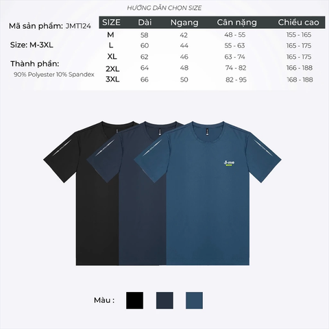 Áo Thun Thể Thao Nam J-me JMT124SH Co Giãn 4 Chiều, Nhanh Khô