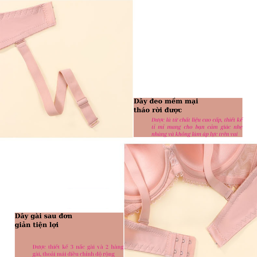 Áo ngực nữ size lớn ren mút mỏng cup chéo 3/4 bầu ngực SPA541SH