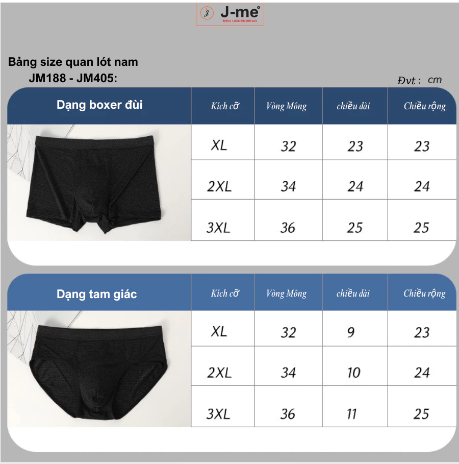 Quần lót nam Big size J-me, chất thun lạnh mềm mịn, thoáng mát - JM188SH