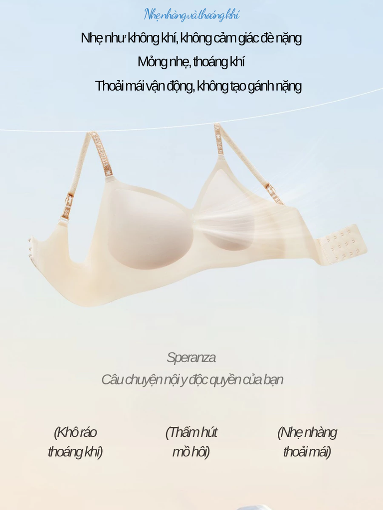 Áo ngực không gọng Speranza nâng ngực tự nhiên Chống chảy xệ Mặc siêu thoáng mát kháng khuẩn an toàn SPA3880SH