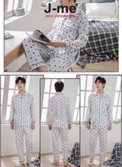 Bộ Đồ Ngủ Nam Mùa Thu Đông Chất Liệu Cotton Dệt Kim Hai Mặt Áo Dài Tay Quần Dài Thoải Mái JMPB12069