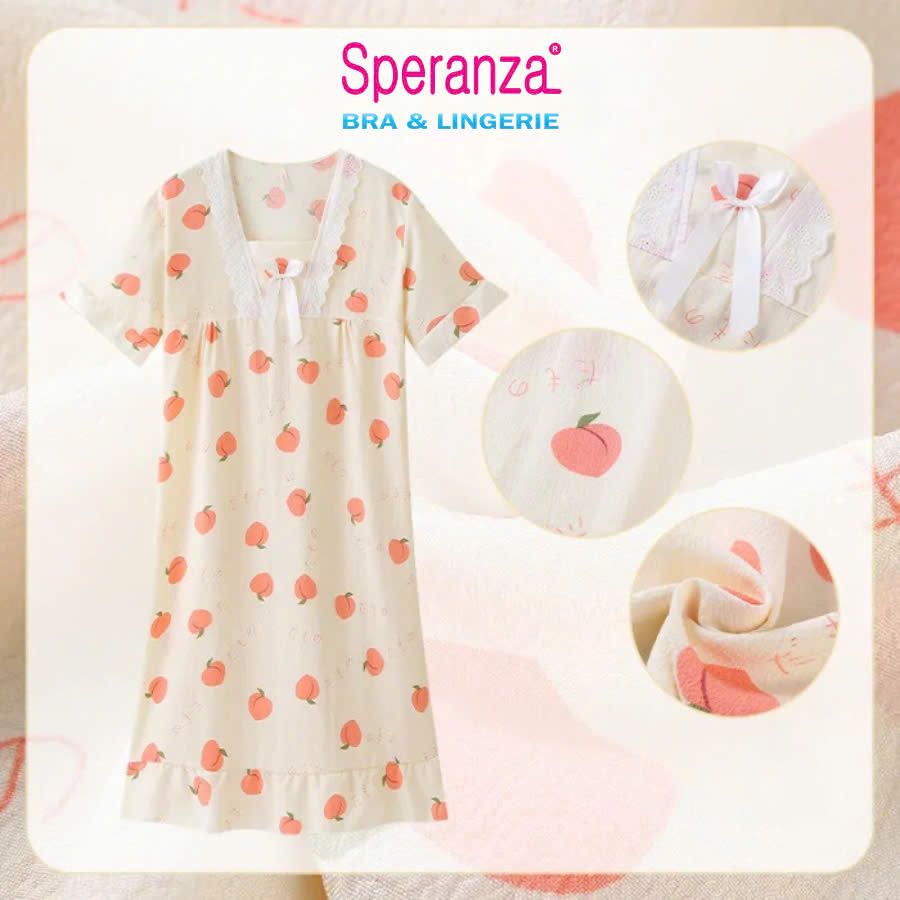 Váy ngủ nữ ngắn tay vải bong mặc nhà rộng phong cách công chúa SPD006SH