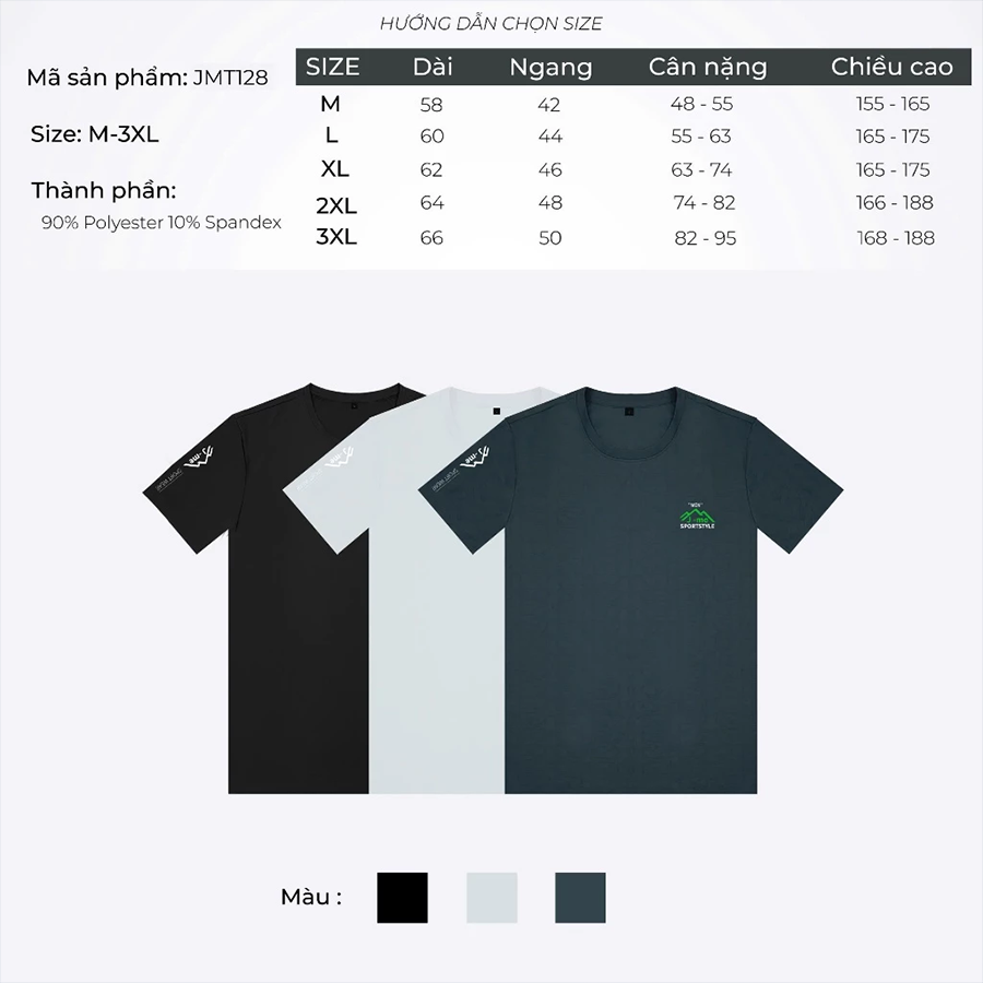 Áo Thể Thao Nam J-me Mặc Siêu Mát Tập Gym, Chạy Bộ, Du Lịch – Co Giãn, Thấm Mồ Hôi - JMT128SH