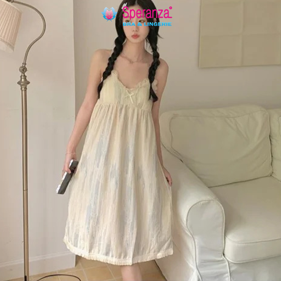 Váy Mặc Nhà Dáng Rộng Nữ – Chất Cotton Mềm, Có Lót Ngực, Dáng Suông Dễ Thương Mặc Nhà - SPD007SH