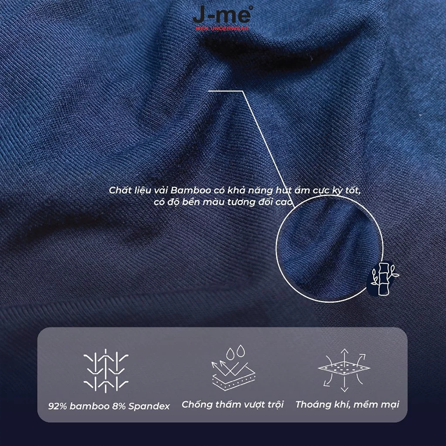Quần sịp nam J-me, Quần lót tam giác, vải bamboo mềm mịn, co dãn 4 chiều, kháng khuẩn hiệu quả, Lưng 3cm - JM048SH