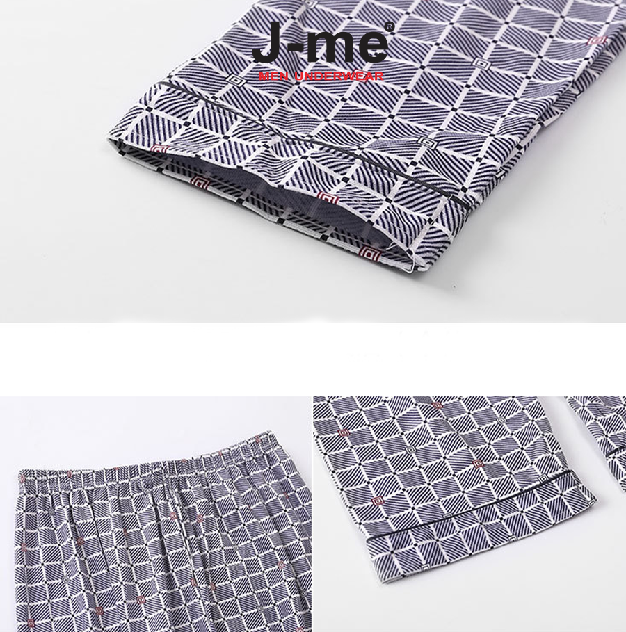 Bộ Đồ Ngủ Nam Mùa Thu Đông Chất Liệu Cotton Dệt Kim Hai Mặt Áo Dài Tay Quần Dài Thoải Mái JMPB12069