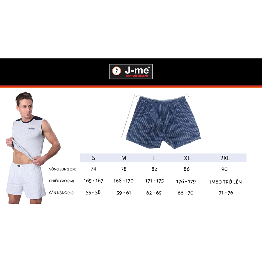 Quần đùi nam J-me, vải cotton thun co dãn 4 chiều, mềm mại thoải mái, mặc tại nhà - JMB003SH