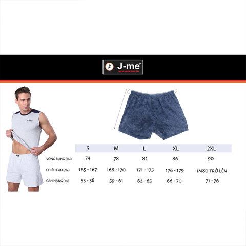 Quần đùi nam J-me, vải cotton thun co dãn 4 chiều, mềm mại thoải mái, mặc tại nhà - JMB003SH