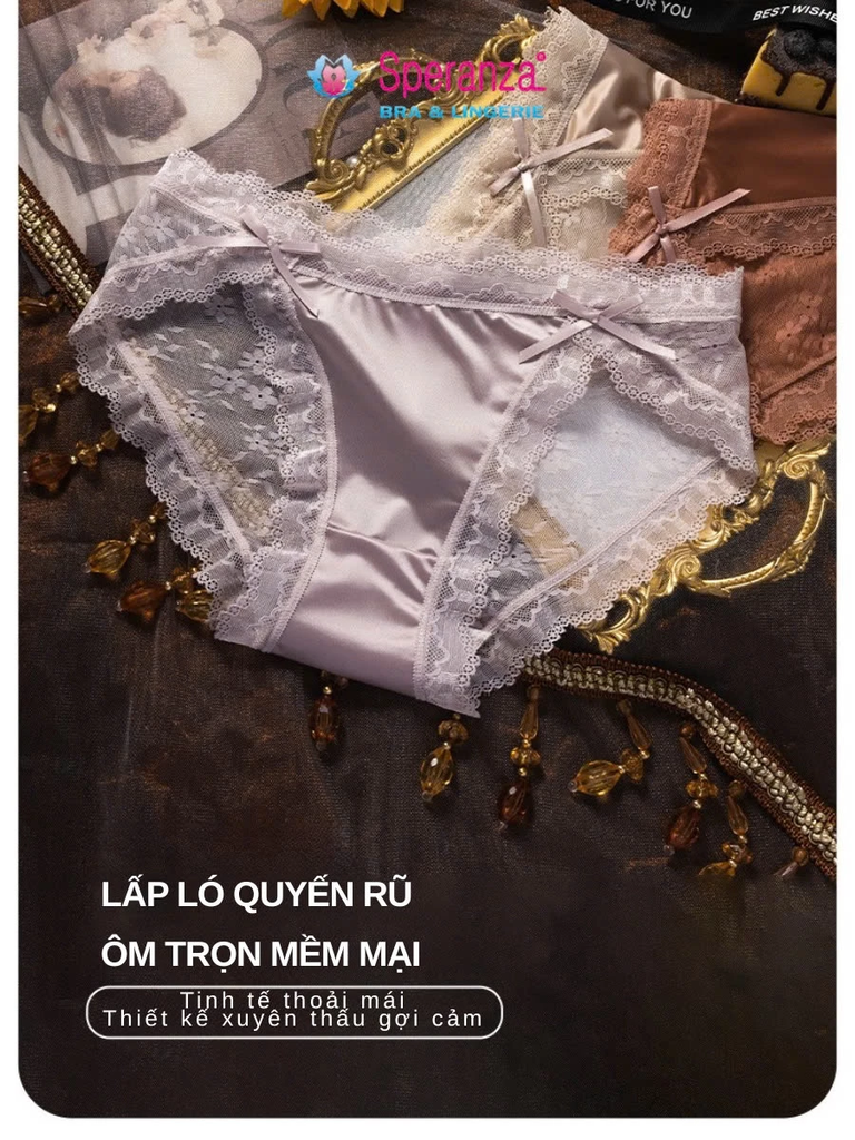 Quần Lót Nữ Ren Gợi Cảm Speranza | Chất Lụa Mềm, Đáy Cotton Thoáng Mát | Size M–XL - SPQ558SH