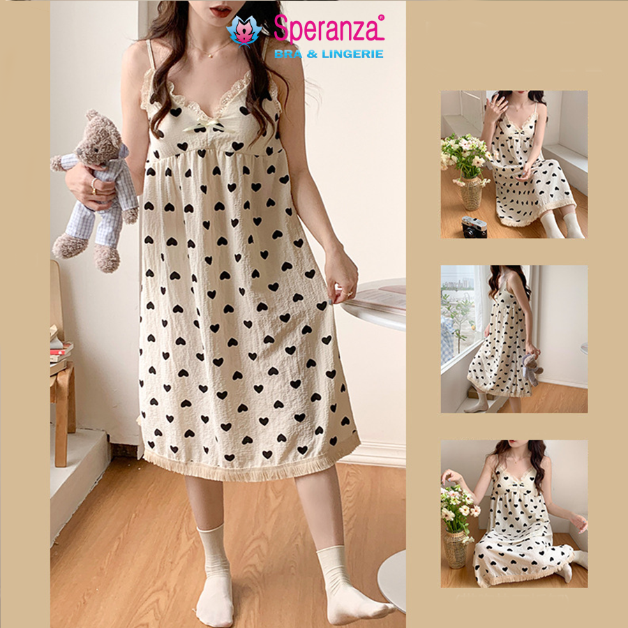 Váy Mặc Nhà Dáng Rộng Nữ – Chất Cotton Mềm, Có Lót Ngực, Dáng Suông Dễ Thương Mặc Nhà - SPD007SH