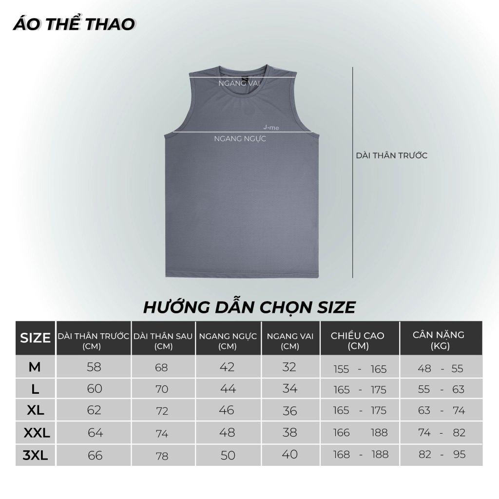 Áo thể thao 3 lỗ nam J-me, chật liệu thun lạnh cao cấp siêu thoáng mát, thoải mái vận động JMT121SH