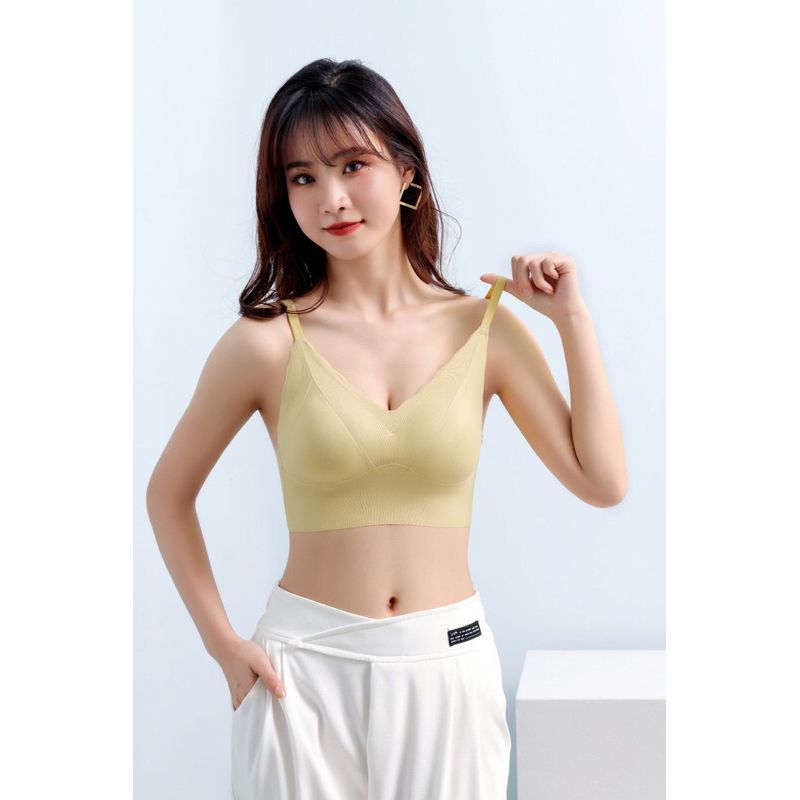Áo bra nữ 4 dây cổ chữ v hở lưng không gọng mút rất mỏng SPAL2505SH