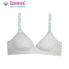 Speranza - Áo Ngực Nữ Không Gọng Trơn Xám Phối Dây Màu Cotton Cao Cấp SPA7184SH