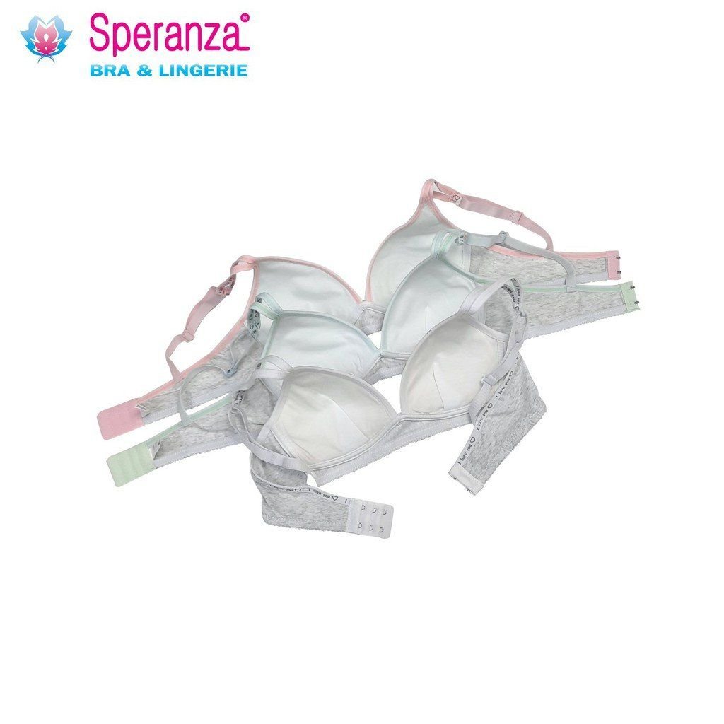 Speranza - Áo Ngực Nữ Không Gọng Trơn Xám Phối Dây Màu Cotton Cao Cấp SPA7184SH