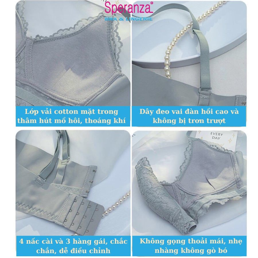 Áo ngực nữ không giọng mút mỏng ren dây chéo coton spa495SH