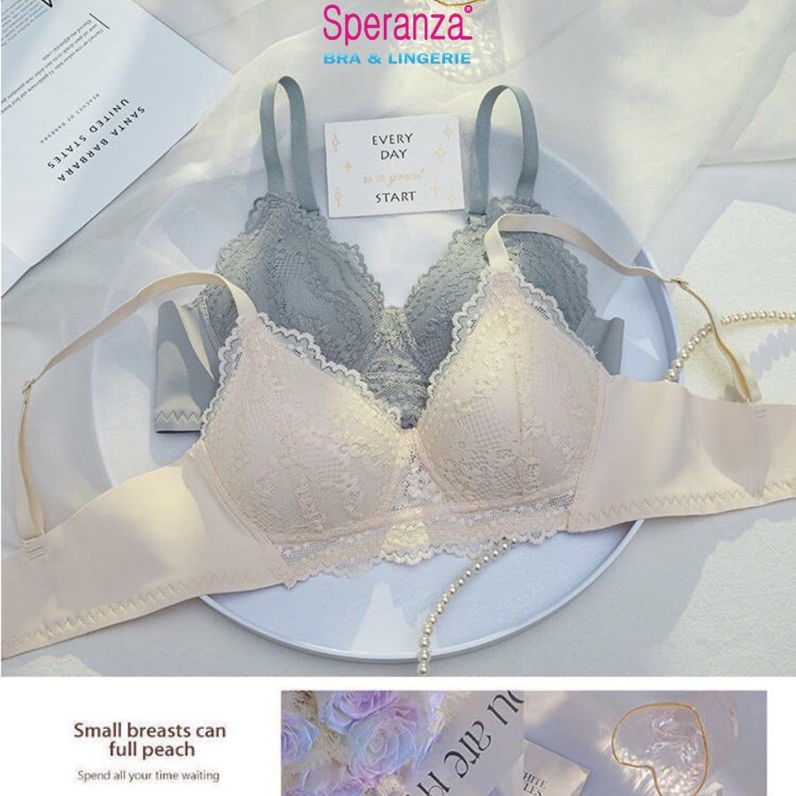 Áo ngực nữ không giọng mút mỏng ren dây chéo coton spa495SH