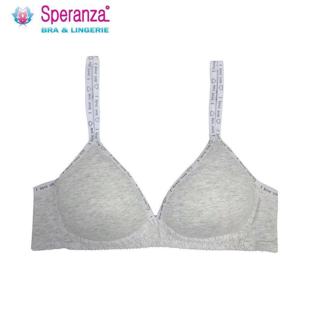 Speranza - Áo Ngực Nữ Không Gọng Trơn Xám Phối Dây Màu Cotton Cao Cấp SPA7184SH