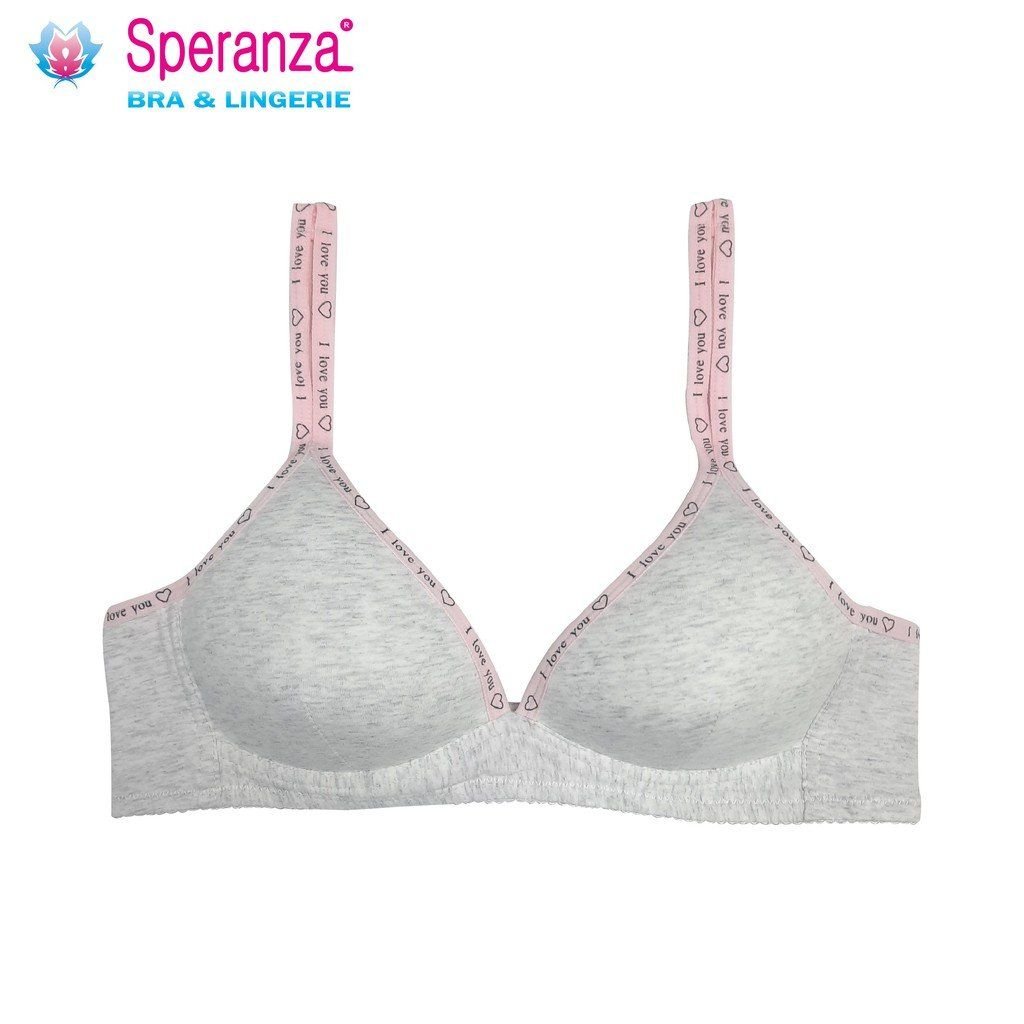 Speranza - Áo Ngực Nữ Không Gọng Trơn Xám Phối Dây Màu Cotton Cao Cấp SPA7184SH