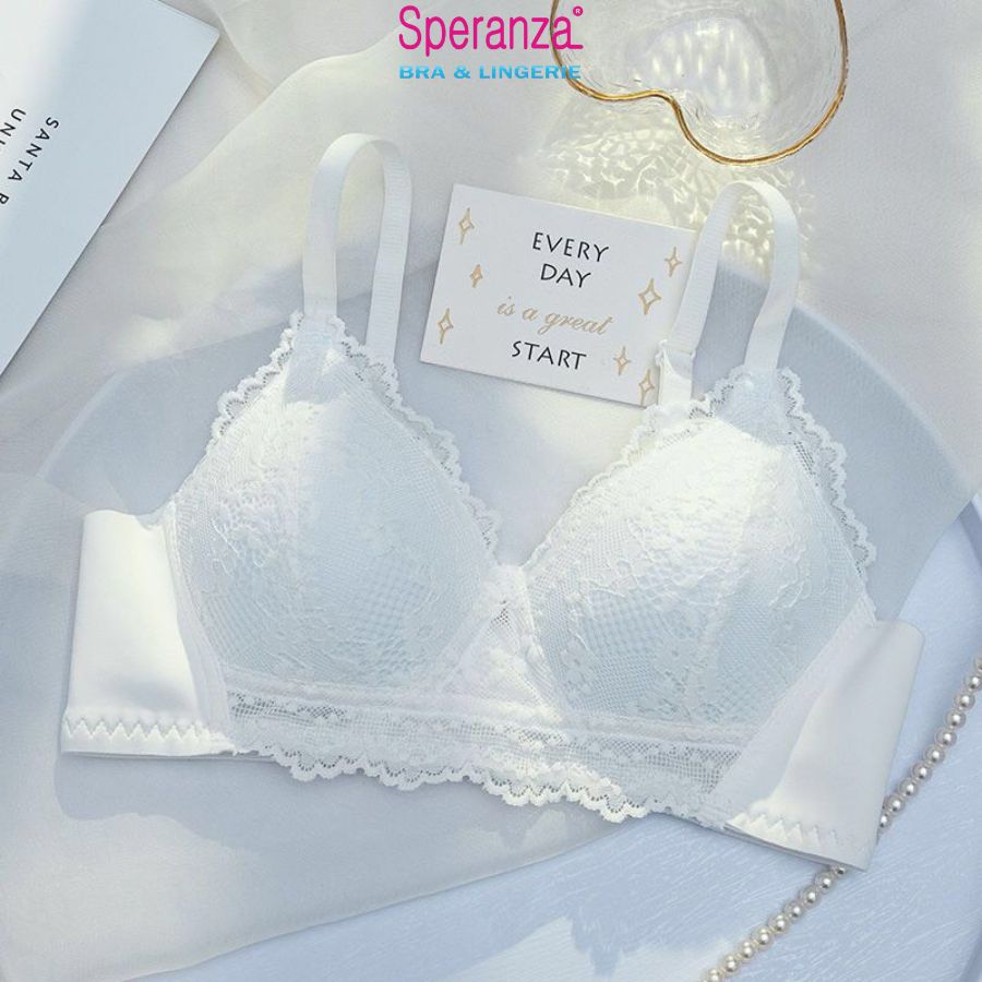 Áo ngực nữ không giọng mút mỏng ren dây chéo coton spa495SH