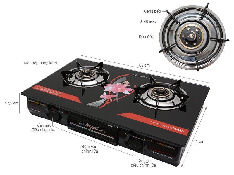  Bếp Gas Đôi Mặt Kiếng Legend  7010GI 