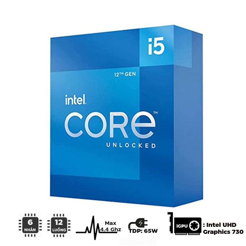  CPU INTEL CORE I5- 12400 (UPTO 4.4GHZ, 6 NHÂN 12 LUỒNG, 18MB CACHE, 65W) - SOCKET INTEL LGA 1700) 
