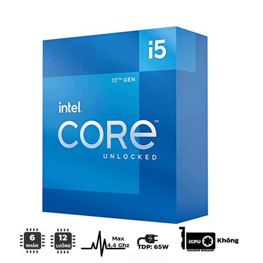  CPU INTEL CORE I5- 12400F (UPTO 4.4GHZ, 6 NHÂN 12 LUỒNG, 18MB CACHE, 65W) - SOCKET INTEL LGA 1700) 