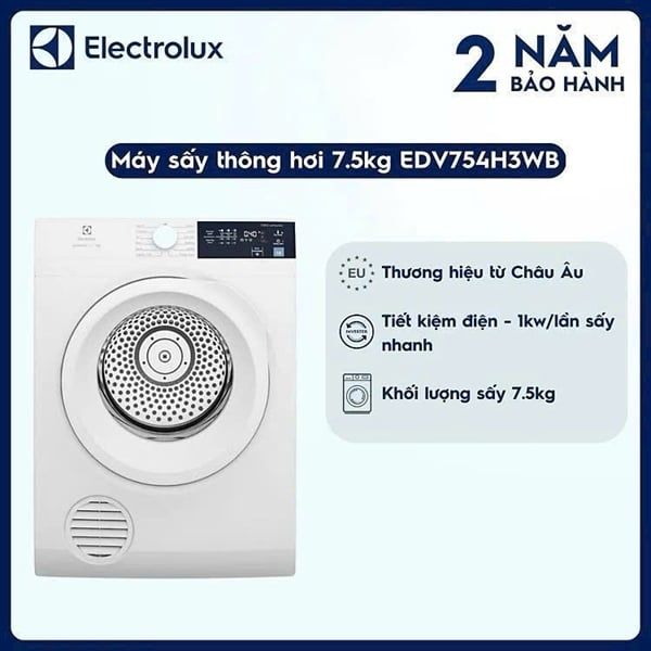Máy sấy thông hơi Electrolux UltimateCare 7.5kg EDV754H3WB