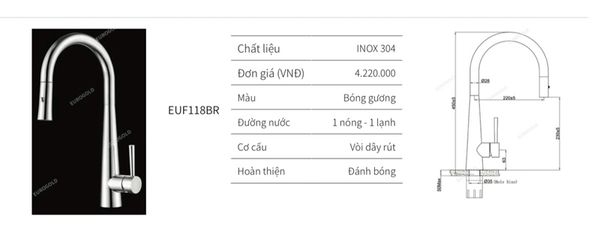 Vòi rửa Eurogold EUF118BR