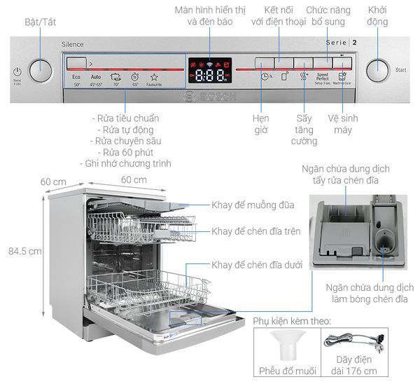 Máy rửa bát Bosch SMS2IVI61E, sấy tăng cường