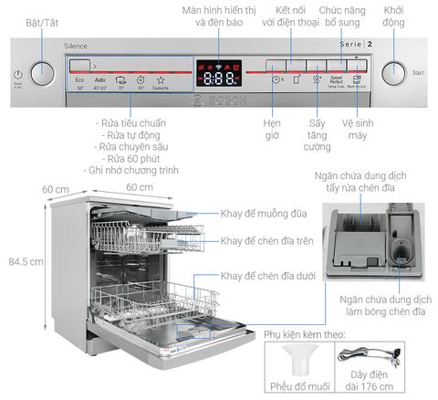 Máy rửa bát Bosch SMS2IVI61E, sấy tăng cường