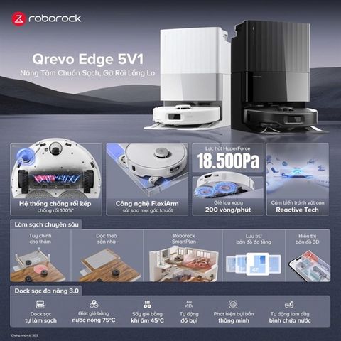 Robot lau nhà Roborock QRevo Egde 5V1, bảo hành 24 tháng