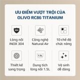 Nồi cơm Olivo RC-86 Titanium, lòng inox 304 an toàn, bảo hành 24 tháng