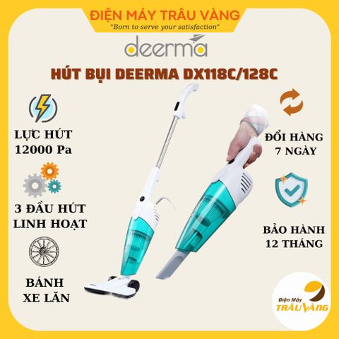 Máy hút bụi cầm tay, máy hút bụi mini Deerma DX118C DX128C lực hút 12000Pa bảo hành 12 tháng