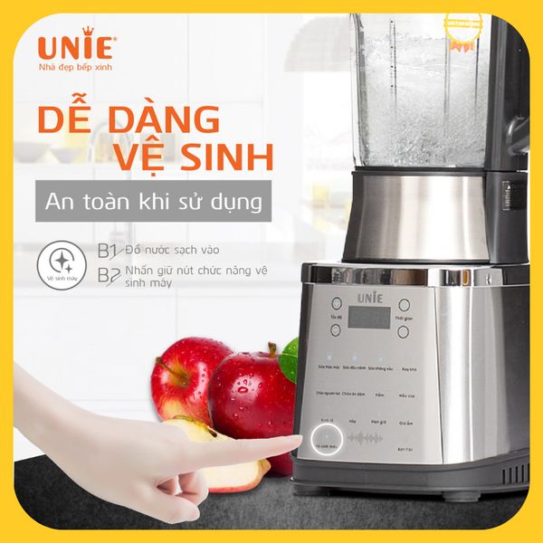 Máy xay sữa hạt, máy nấu sữa hạt Unie V8s, công suất 1800W, dung tích 1.75L, bảo hành 24 tháng