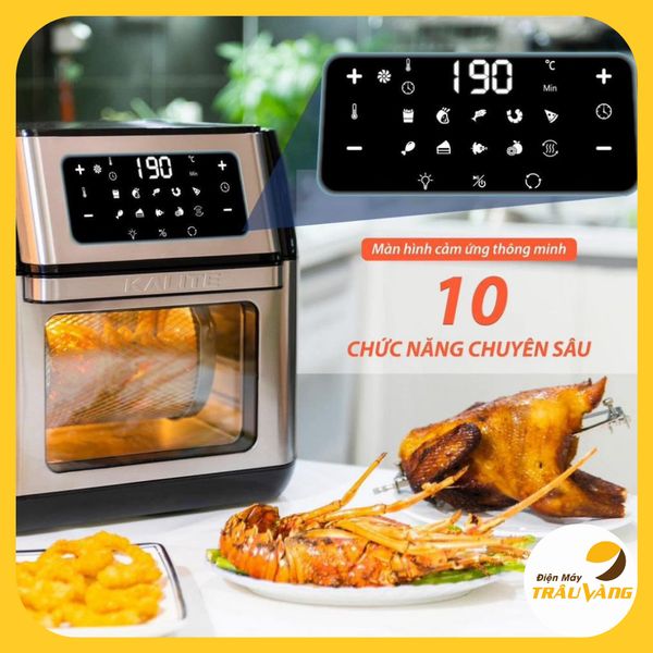 Nồi chiên không dầu, lò nướng Kalite Q10, mặt kính dung tích 10L hàng chính hãng bảo hành 24 tháng