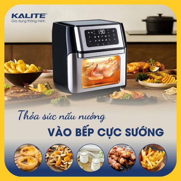 Nồi chiên không dầu, lò nướng Kalite Q10, mặt kính dung tích 10L hàng chính hãng bảo hành 24 tháng