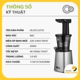 Máy ép chậm, máy ép trái cây chậm, máy ép làm kem Olivo SJ210 thương hiệu Mỹ công suất 200W