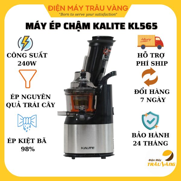 Máy ép chậm, máy ép trái cây chậm, máy ép rau củ Kalite KL565 ép kiệt bã, ép nguyên quả, công suất 250W
