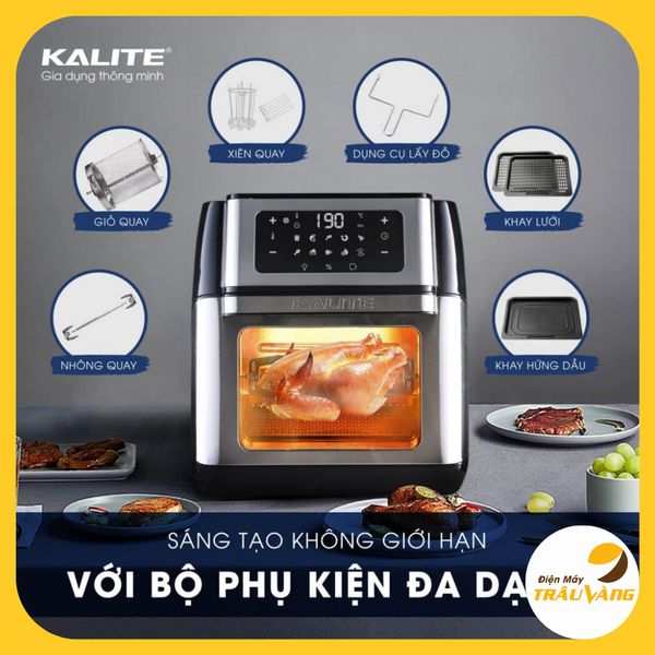 Nồi chiên không dầu, lò nướng Kalite Q10, mặt kính dung tích 10L hàng chính hãng bảo hành 24 tháng