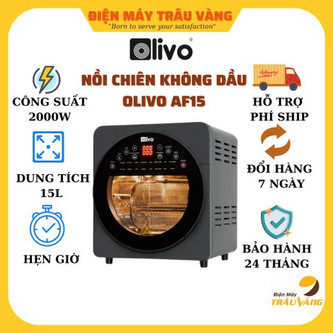 Nồi chiên không dầu, lò nướng Olivo AF15 dung tích 15L hàng chính hãng thương hiệu Mỹ bảo hành 24 tháng