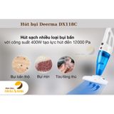 Máy hút bụi cầm tay, máy hút bụi mini Deerma DX118C DX128C lực hút 12000Pa bảo hành 12 tháng