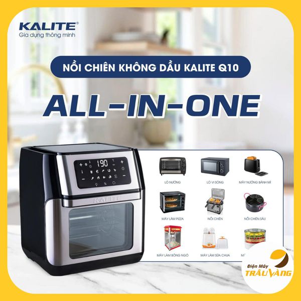 Nồi chiên không dầu, lò nướng Kalite Q10, mặt kính dung tích 10L hàng chính hãng bảo hành 24 tháng