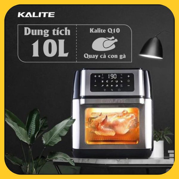 Nồi chiên không dầu, lò nướng Kalite Q10, mặt kính dung tích 10L hàng chính hãng bảo hành 24 tháng