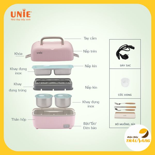 Hộp cơm điện , cặp lồng giữ nhiệt, hộp cơm văn phòng Unie UV-P1, dung tích 1.5L