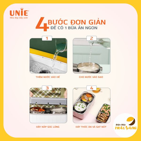 Hộp cơm điện , cặp lồng giữ nhiệt, hộp cơm văn phòng Unie UV-P1, dung tích 1.5L