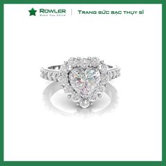Nhẫn bạc Thụy Sĩ đính full đá Moissanite tim 7.0ly _ROWLER RH000946