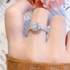 Nhẫn Bạc HALO đính đá Moissanite 7.0ly ROWLER RH000934