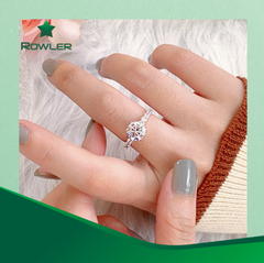 Nhẫn Solitaire bạc 925 đính đá Cubic Zirconia 5A 8.0ly ROWLER RA000614